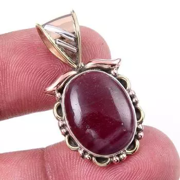 Natural Mookaite Gemstone 925 Solid Sterling Silver Two Tone Pendant 1.25 a7r10