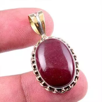 Natural Mookaite Gemstone 925 Solid Sterling Silver Two Tone Pendant 1.5 Z7W22
