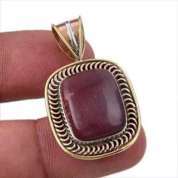 Natural Mookaite Gemstone 925 Solid Sterling Silver Two Tone Pendant 1.50 Q5S37