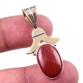 Natural Mookaite Gemstone 925 Solid Sterling Silver Two Tone Pendant 1.50 a3R96