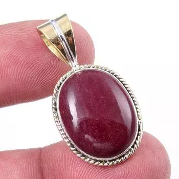 Natural Mookaite Gemstone 925 Solid Sterling Silver Two Tone Pendant 1.25 j6S53