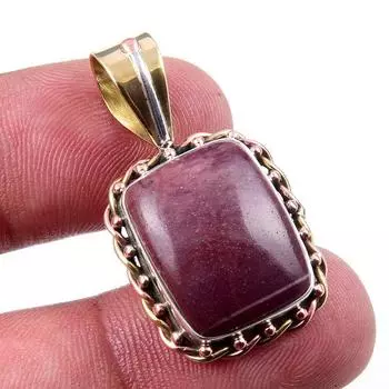 Natural Mookaite Gemstone 925 Solid Sterling Silver Two Tone Pendant 1.25 I5F55