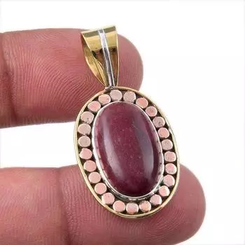Natural Mookaite Gemstone 925 Solid Sterling Silver Two Tone Pendant 1.50 O8s16