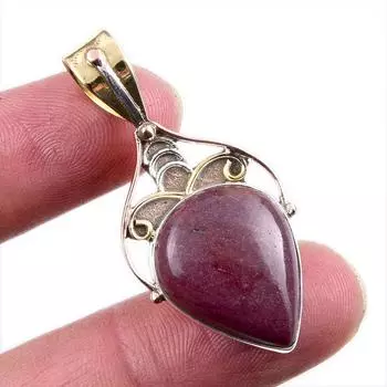 Natural Mookaite Gemstone 925 Solid Sterling Silver Two Tone Pendant 1.5 S9A89