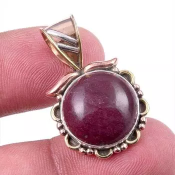 Natural Mookaite Gemstone 925 Solid Sterling Silver Two Tone Pendant 1.25 U6A46