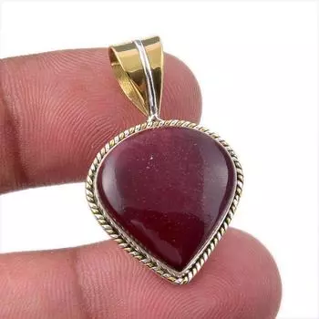 Natural Mookaite Gemstone 925 Solid Sterling Silver Two Tone Pendant 1.25 n4m18