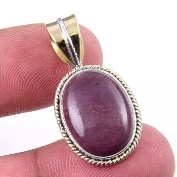 Natural Mookaite Gemstone 925 Solid Sterling Silver Two Tone Pendant 1.25 V2T53