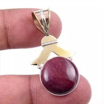 Natural Mookaite Gemstone 925 Solid Sterling Silver Two Tone Pendant 1.50 U7A60