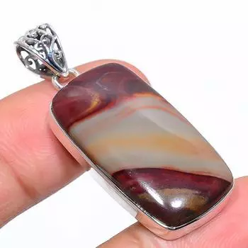 Natural Mookaite Gemstone Handmade 925 Solid Sterling Silver Pendant 1.85 L8B60