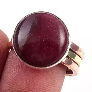 Natural Mookaite Gemstone Handmade 925 Sterling Silver Two Tone Ring Size 8 A1n24
