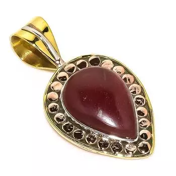 Natural Mookaite Gemstone Two Tone 925 Solid Sterling Silver Pendant 1.50 t8z01