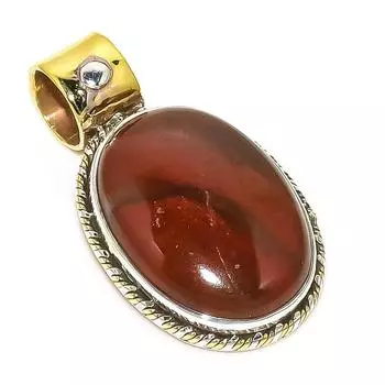 Natural Mookaite Gemstone Two Tone 925 Solid Sterling Silver Pendant 1.50 z2S26