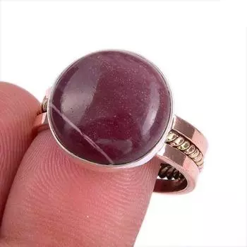 Natural Mookaite Gemstone Two Tone 925 Sterling Silver Jewelry Ring Size 10 A5j97