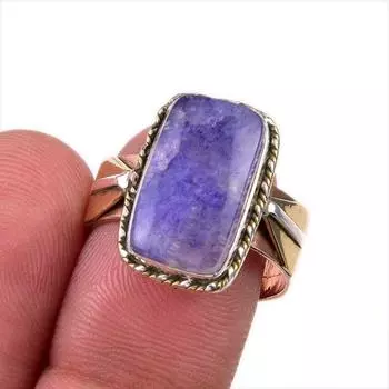 Natural Moonstone Gemstone 925 Solid Sterling Silver Two Tone Ring Size 7.5 t6n54