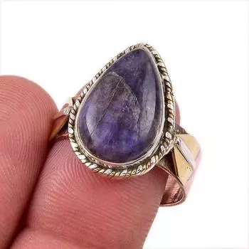 Natural Moonstone Gemstone 925 Solid Sterling Silver Two Tone Ring Size 9.5 n3R52
