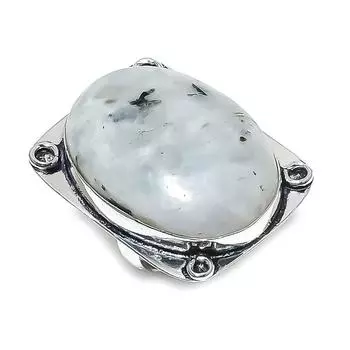 Кольцо из серебра 925 пробы с натуральным лунным камнем, размер 6 T4I80