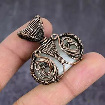 Natural Moonstone Gemstone Handmade Copper Wire Wrap Jewelry Pendant 1.50 z8B05