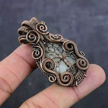 Natural Moonstone Gemstone Handmade Copper Wire Wrap Jewelry Pendant 2.21 W8P68