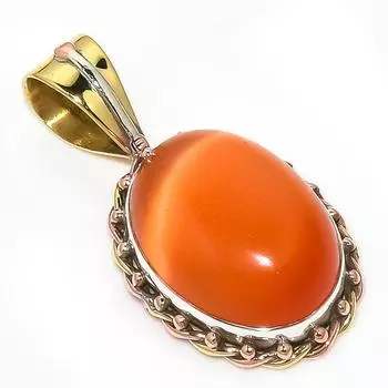 Natural Moonstone Gemstone Two Tone 925 Solid Sterling Silver Pendant 1.45 c7a25