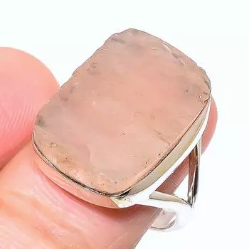 Natural Morganite Rough Gemstone 925 Solid Sterling Silver Gift Ring S.9.5 u4V04