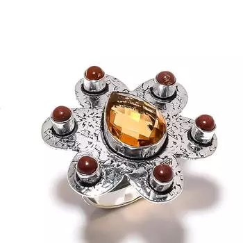 Natural Morganite, Sunstone Gemstone 925 Sterling Silver Ring Size 6 B7Q57