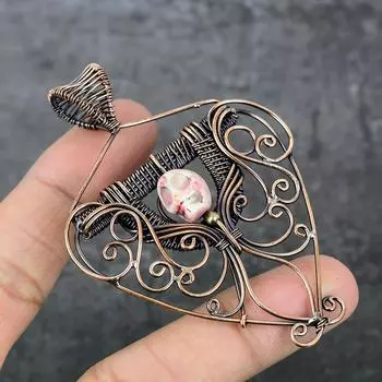 Подвеска из натуральной мозаики из яшмы с медной проволокой 3,15 дюйма j5q60