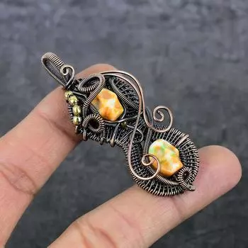 Натуральная мозаика из яшмы, драгоценный камень, медная проволока, подарочная ювелирная подвеска 2,68 дюйма, s3q16