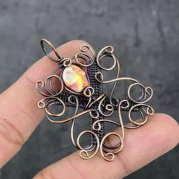 Натуральная мозаика из яшмы, драгоценный камень, медная проволока, подарочная ювелирная подвеска 2,21 дюйма c5a21