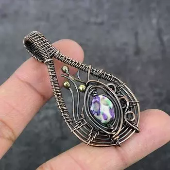 Натуральная мозаика из яшмы, драгоценный камень, медная проволока, подарочная ювелирная подвеска 2,44 дюйма, r9E50