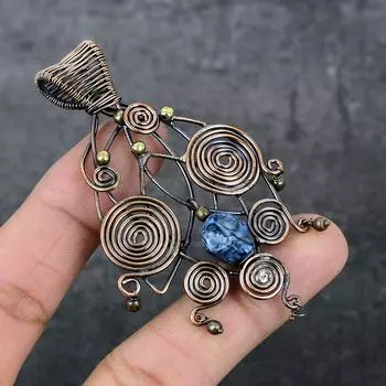 Подвеска из натуральной мозаики из яшмы и медной проволоки 3,15 дюйма r2r30