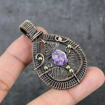 Натуральная мозаика из яшмы, драгоценный камень, медная проволока, подарочная ювелирная подвеска 2,36 дюйма, y6a47