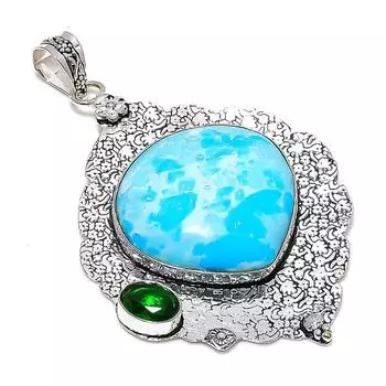 Natural Mosaic Jasper, Peridot 925 Sterling Silver Jewelry Pendant 3.15 T3b13