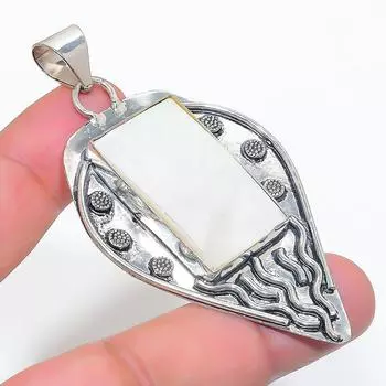 Natural Mother Of Pearl Gemstone 925 Sterling Silver Jewelry Pendant 2.84 S0e90