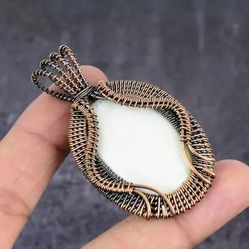 Natural Mother Of Pearl Gemstone Copper Wire Wrap Jewelry Pendant 2.56 j9e86