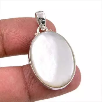 Natural Mother Of Pearl Gemstone Handmade 925 Solid Silver Pendant 1.75 U6s65