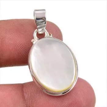 Natural Mother Of Pearl Gemstone Handmade 925 Solid Silver Pendant 1.75 o2s02