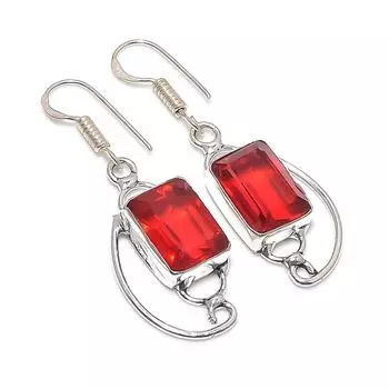 Natural Mozambique Garnet 925 Sterling Silver Jewelry Earring 1.81 G8b09