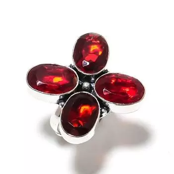 Подарочное кольцо из серебра 925 пробы с натуральным мозамбикским гранатом, размер 8 Z1O37