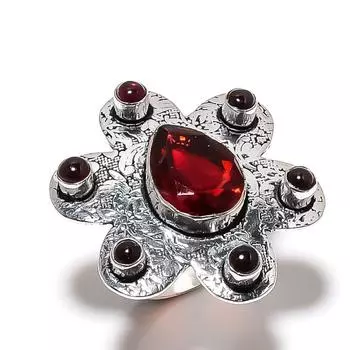 Подарочное кольцо из серебра 925 пробы с натуральным мозамбикским гранатом, размер 6 Y7h24