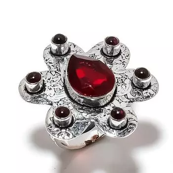 Natural Mozambique Garnet Gemstone 925 Sterling Silver Gift Ring Size 9 W9B68