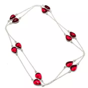 Natural Mozambique Garnet Gemstone 925 Sterling Silver Jewelry Necklace 36 Q1c46