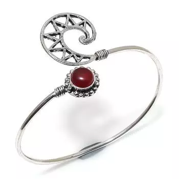 Natural Mozambique Garnet Gemstone 925 Sterling Silver Cuff Bracelet Adj. k1H92