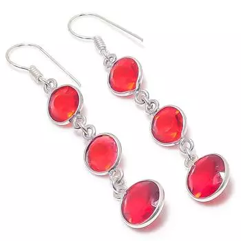 Natural Mozambique Garnet Gemstone 925 Sterling Silver Earring 2.36 P1c87
