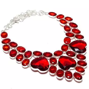 Natural Mozambique Garnet Gemstone 925 Sterling Silver Jewelry Necklace 18 v6Y48