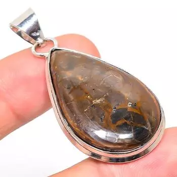 Natural Mud Crack Fossil Gemstone 925 Sterling Silver Gift Pendant 2.17 w4F58