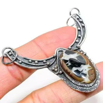 Natural Mud Crack Fossil Gemstone 925 Sterling Silver Gift Pendant 2.68 L6m82