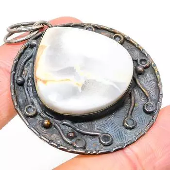 Natural Mud Crack Fossil Gemstone 925 Sterling Silver Gift Pendant 2.17 n2K13