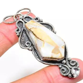 Natural Mud Crack Fossil Gemstone 925 Sterling Silver Gift Pendant 2.96 P3k01