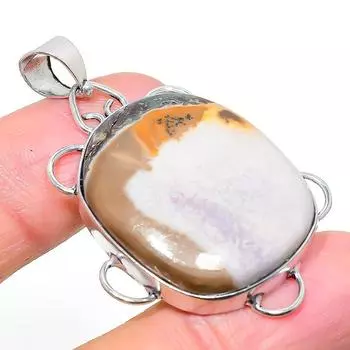 Natural Mud Crack Fossil Gemstone 925 Sterling Silver Gift Pendant 1.93 k0D70
