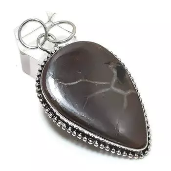 Natural Mud Crack Fossil Gemstone 925 Sterling Silver Jewelry Pendant 2.52 J8v99